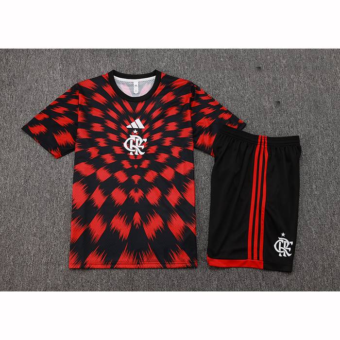 Tuta da Track Flamengo Manica Corta 2025-2026 Nero Rosso - Pantaloncini